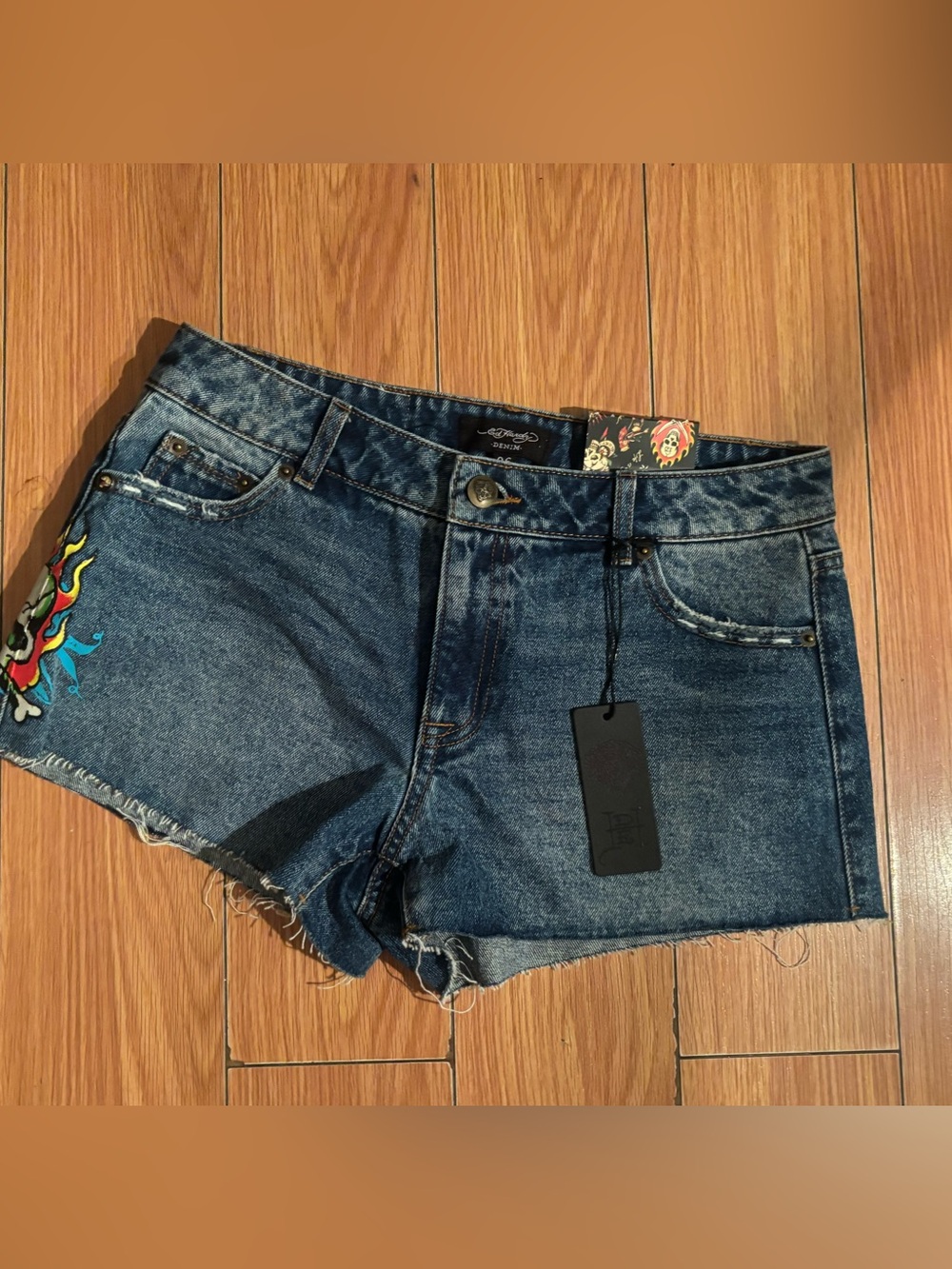 Ed Hardy Blue Denim High Waist Women's Shorts